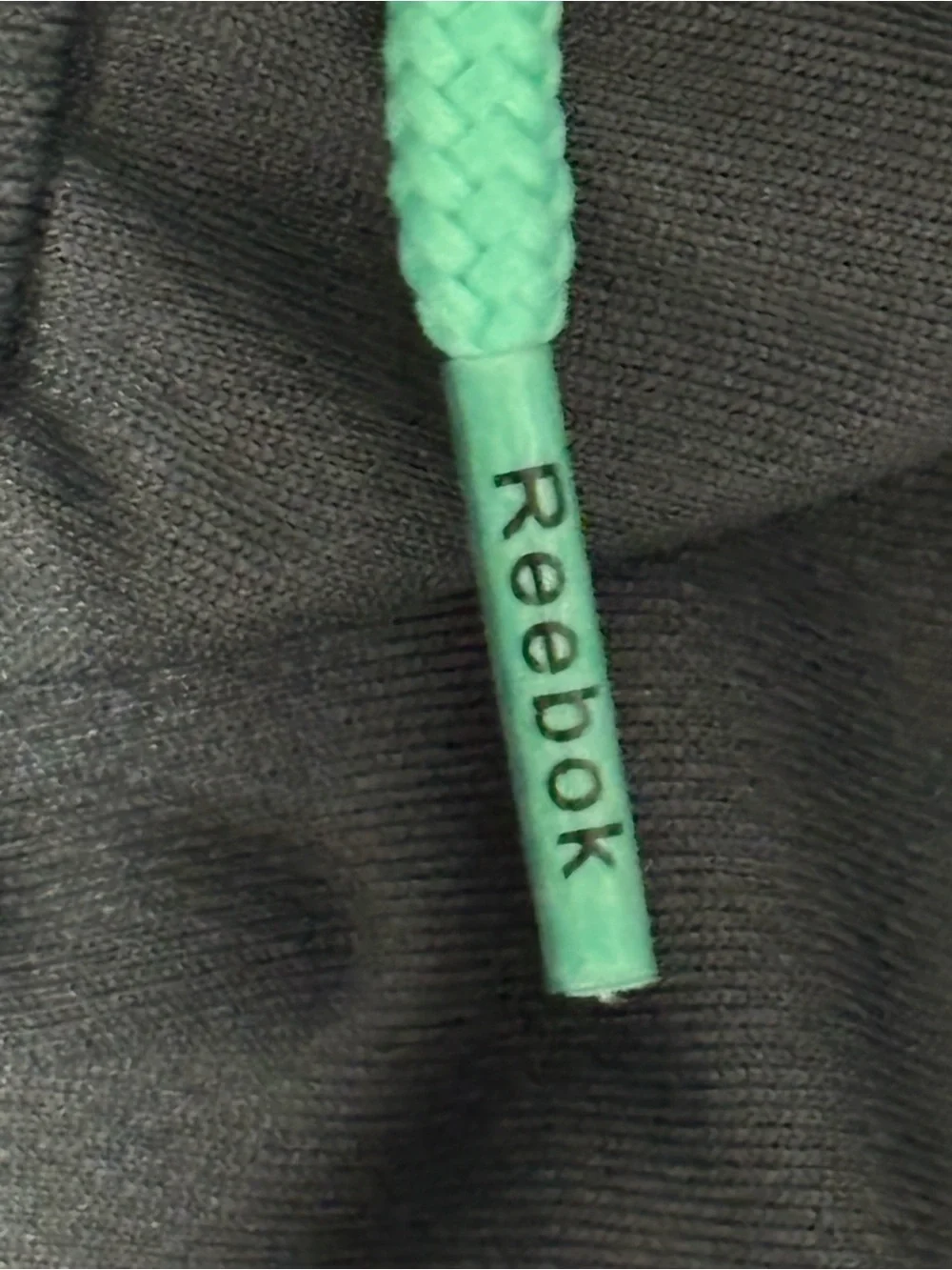 Reebok Black Athletic Shorts with Green Drawstring